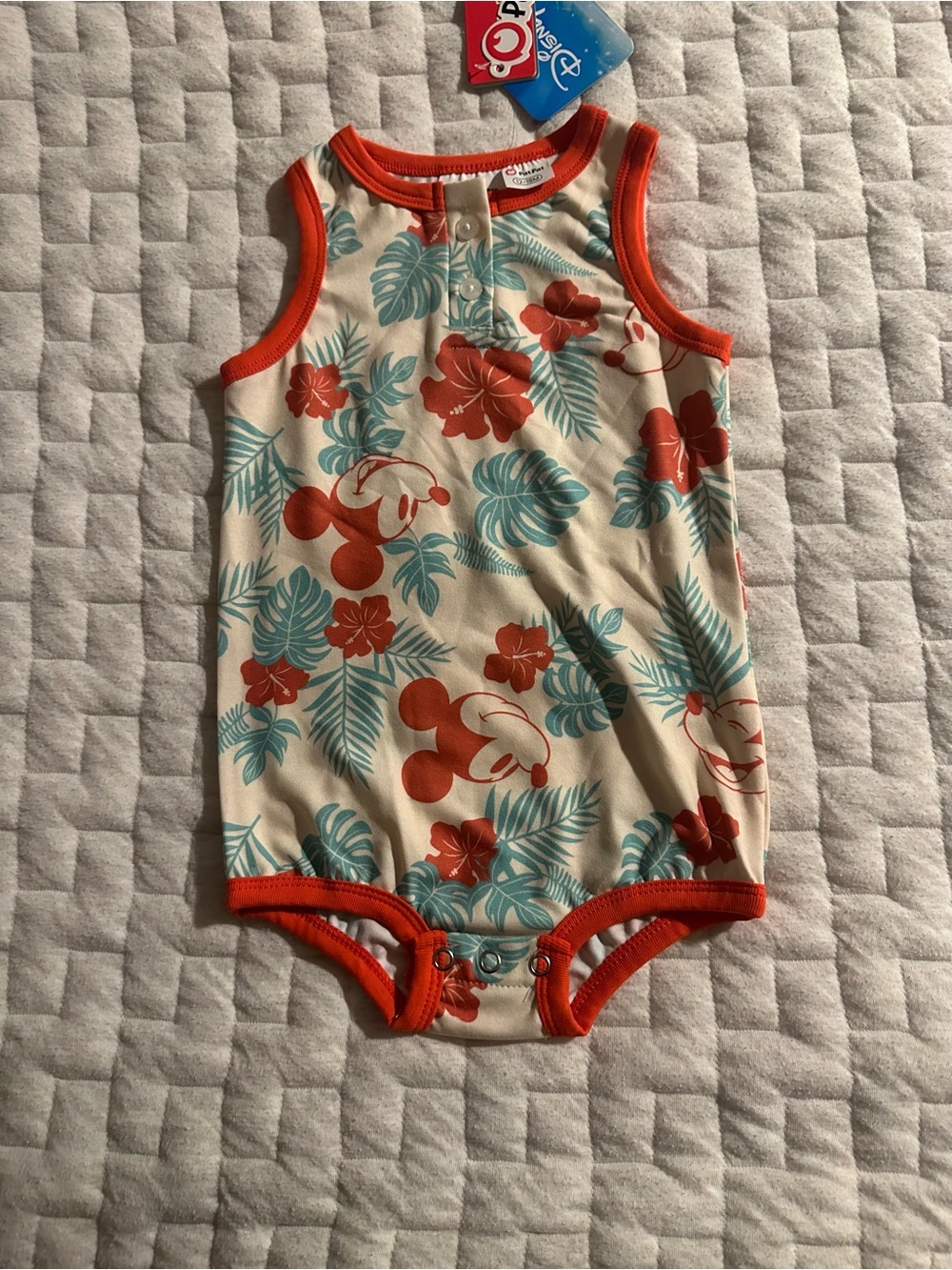 Disney PatPat Mickey Mouse Baby Tropical Floral Romper 12-18M NWT